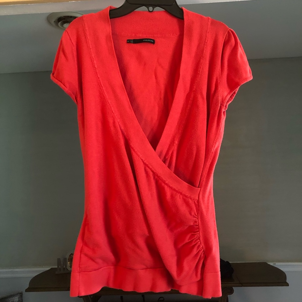 Red v neck blouse